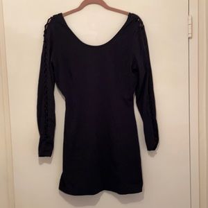 Black ballet neck long stretchy and fitted top